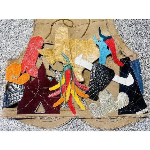 RARE Custom Leather Applique Texas Scenic Suede Vest Lifestyle Texan Cowboy - Picture 5 of 14